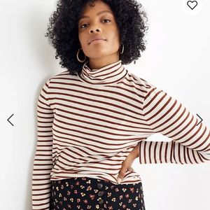 Madewell Whisper Cotton Turtleneck in Baker Stripe